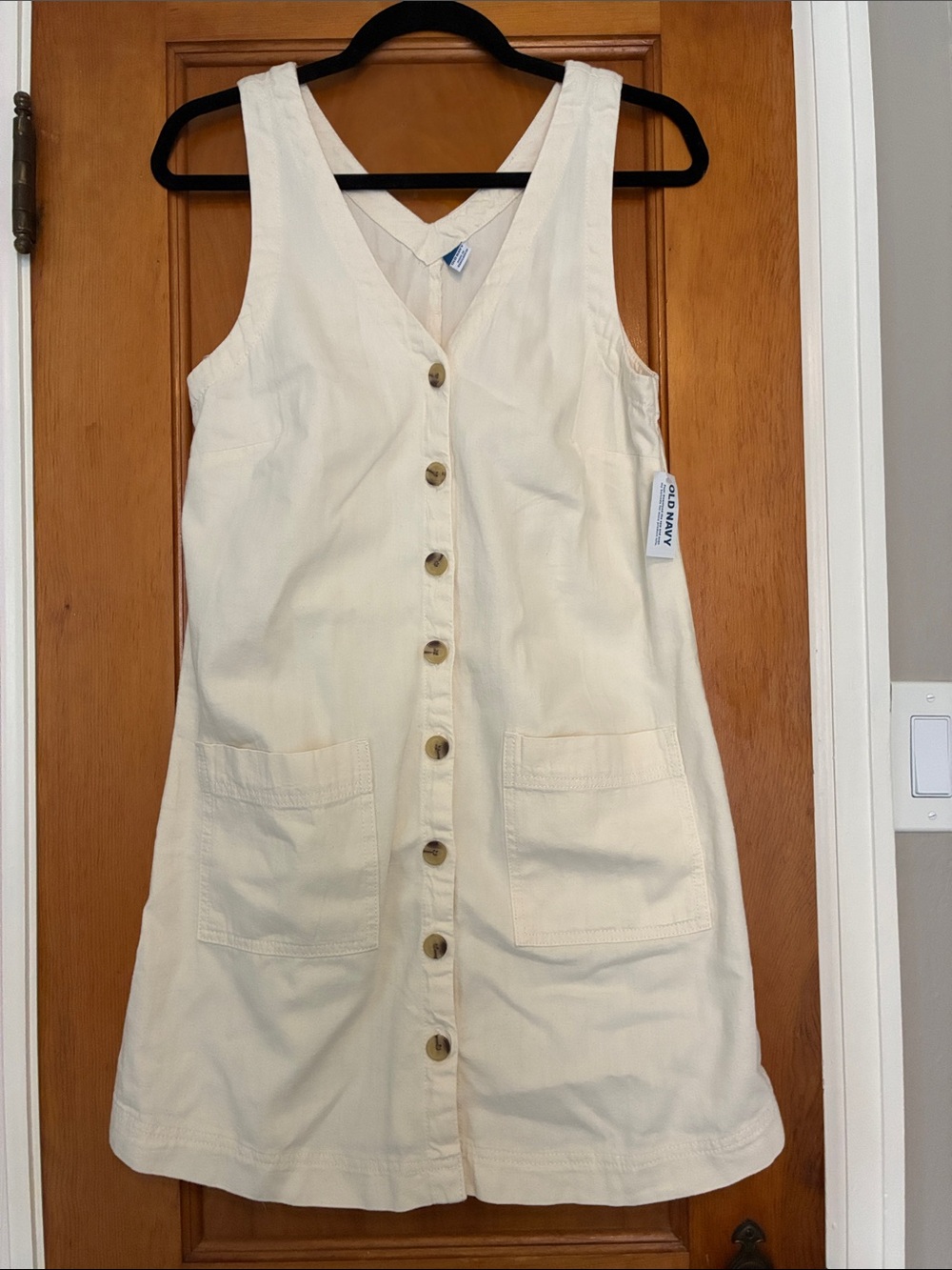 Old Navy Cream Button-Front Sleeveless Mini Dress